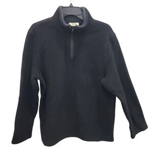 Talbots Vintage‎ Y2K Women's Black Fleece 1/4 Zip Plush Pullover Sweater USA XL